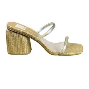 Dolce Vita Block Heels Natie Clear Strap Jute Naked Sandals Summer Resort